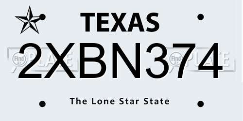2XBN374 Texas License Plate