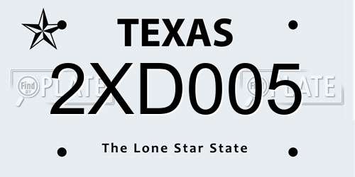 2XD005 Texas License Plate