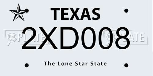 2XD008 Texas License Plate