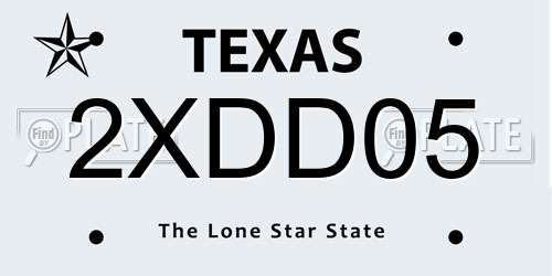 2XDD05 Texas License Plate