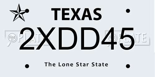 2XDD45 Texas License Plate