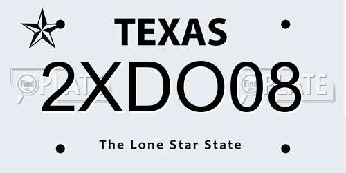 2XDO08 Texas License Plate