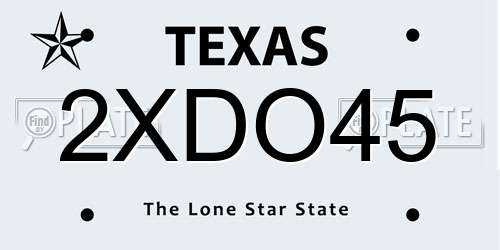 2XDO45 Texas License Plate