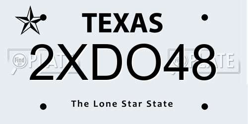2XDO48 Texas License Plate
