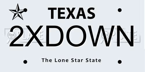 2XDOWN Texas License Plate