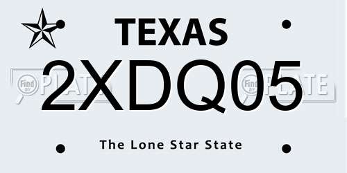 2XDQ05 Texas License Plate