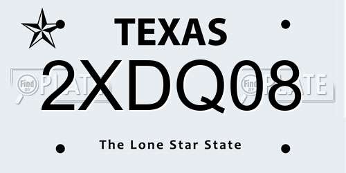 2XDQ08 Texas License Plate