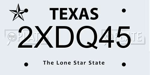 2XDQ45 Texas License Plate