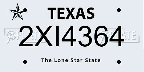 2XI4364 Texas License Plate