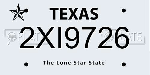 2XI9726 Texas License Plate