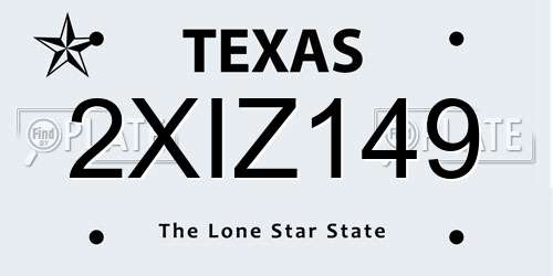 2XIZ149 Texas License Plate