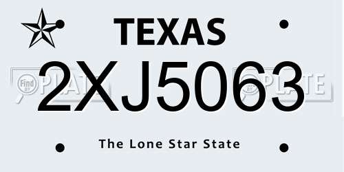 2XJ5063 Texas License Plate