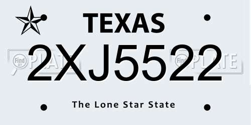 2XJ5522 Texas License Plate