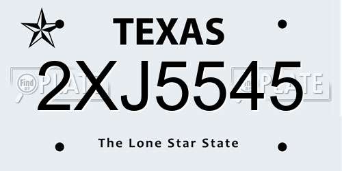 2XJ5545 Texas License Plate