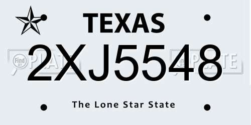 2XJ5548 Texas License Plate