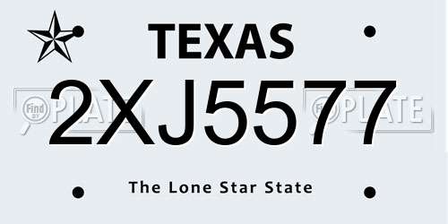 2XJ5577 Texas License Plate