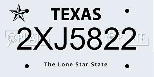 2XJ5822 Texas License Plate