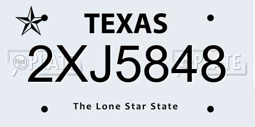 2XJ5848 Texas License Plate