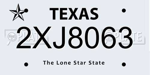 2XJ8063 Texas License Plate