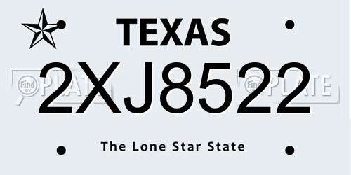 2XJ8522 Texas License Plate