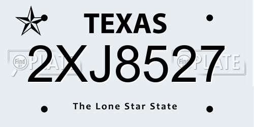 2XJ8527 Texas License Plate