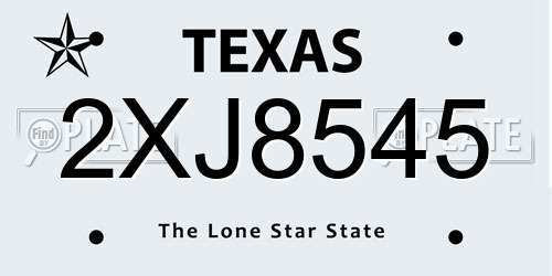 2XJ8545 Texas License Plate