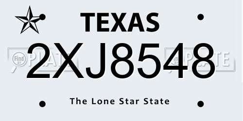 2XJ8548 Texas License Plate