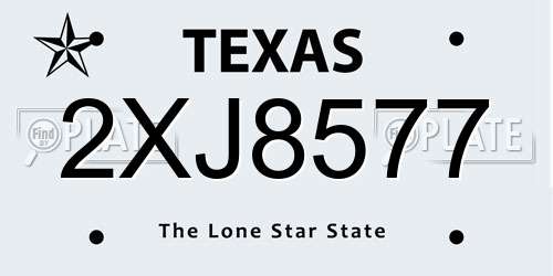 2XJ8577 Texas License Plate