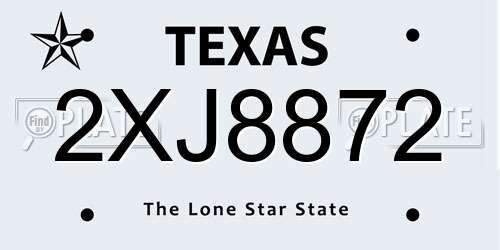 2XJ8872 Texas License Plate