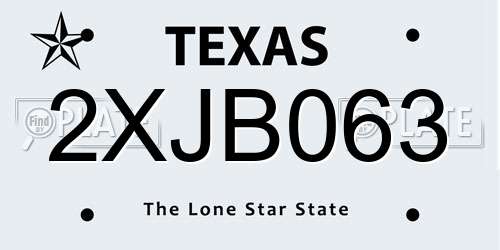 2XJB063 Texas License Plate