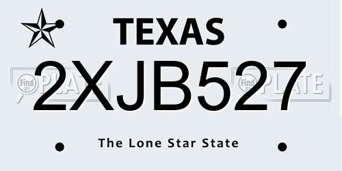2XJB527 Texas License Plate