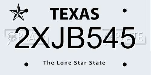 2XJB545 Texas License Plate