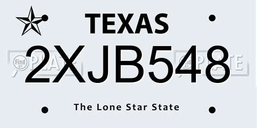 2XJB548 Texas License Plate