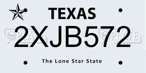 2XJB572 Texas License Plate