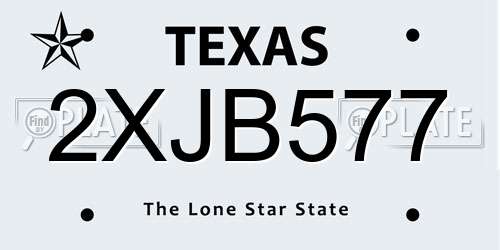 2XJB577 Texas License Plate