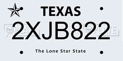 2XJB822 Texas License Plate