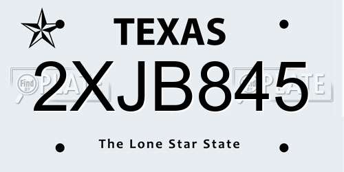 2XJB845 Texas License Plate