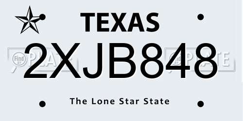 2XJB848 Texas License Plate
