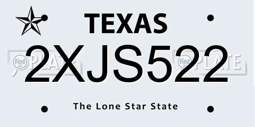 2XJS522 Texas License Plate