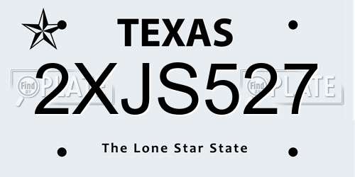 2XJS527 Texas License Plate