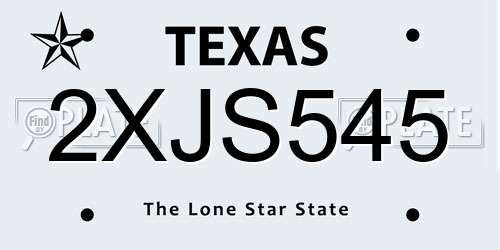 2XJS545 Texas License Plate