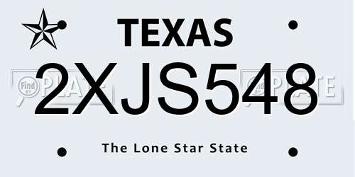 2XJS548 Texas License Plate