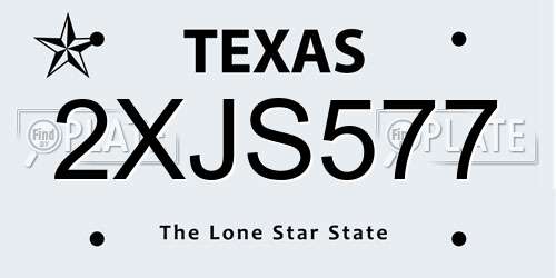 2XJS577 Texas License Plate