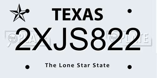 2XJS822 Texas License Plate