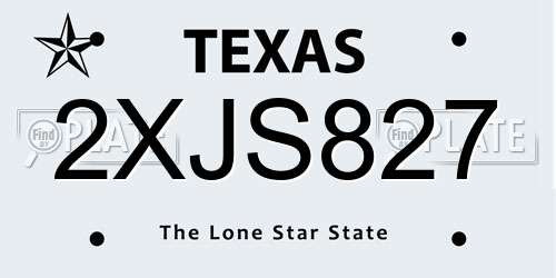 2XJS827 Texas License Plate