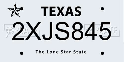 2XJS845 Texas License Plate