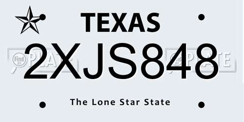 2XJS848 Texas License Plate