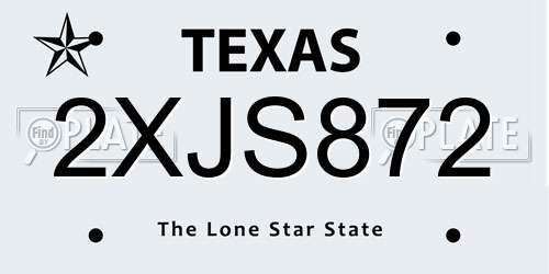 2XJS872 Texas License Plate