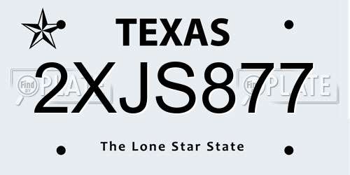 2XJS877 Texas License Plate