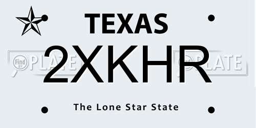2XKHR Texas License Plate